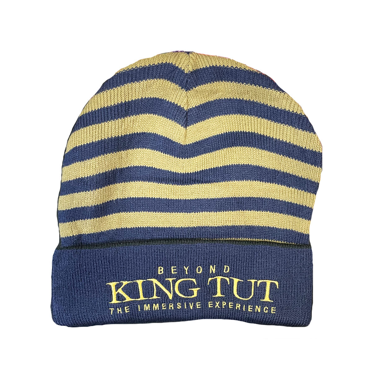 Embroidered Logo Striped Beanie