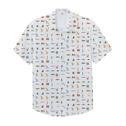 Hieroglyphics Sublimated Button Down T-Shirt (White)